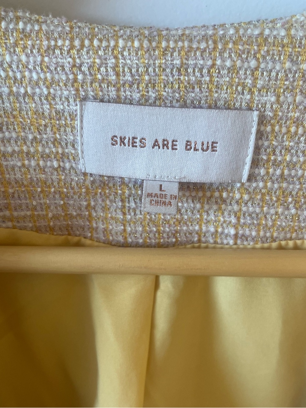 Skies Are Blue Yellow Tweed Open-Front Blazer | Size Large - Picture 6 of 7